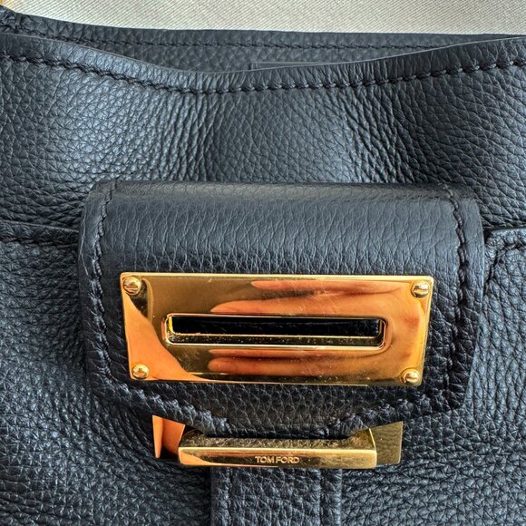 Tom Ford "Sedgwick" Tote in Black Pebbled Leather - Picture 12 of 17